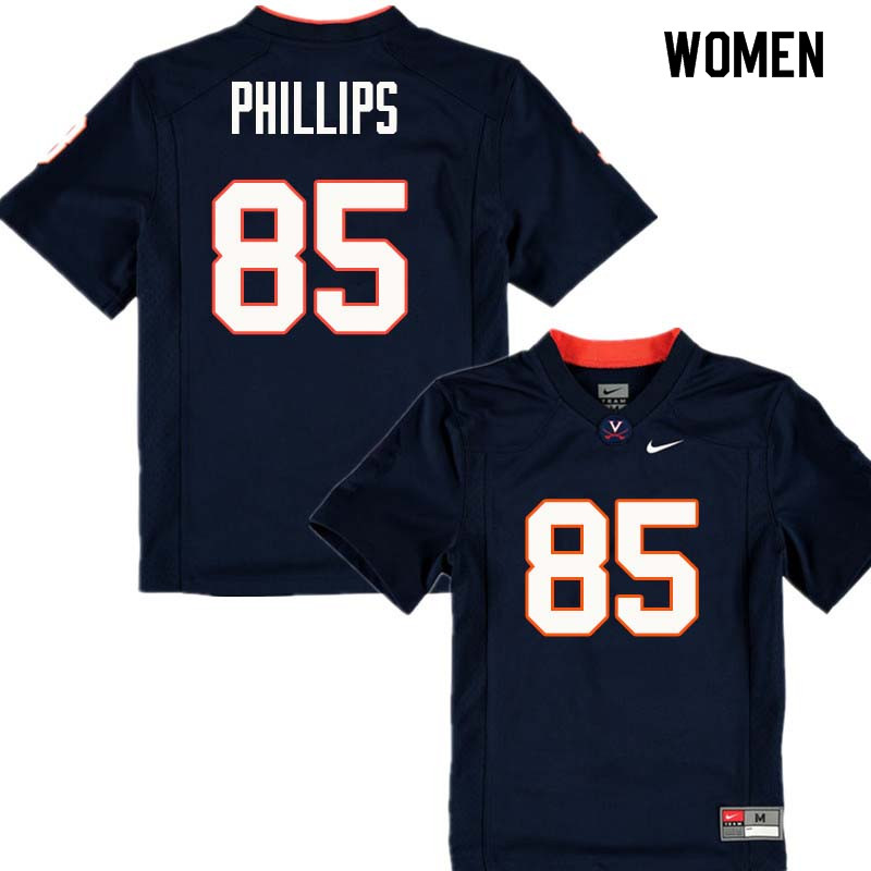 Women #85 John Phillips Virginia Cavaliers College Football Jerseys Sale-Navy